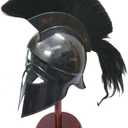 THOR INSTRUMENTS Greek Corinthian Helmet Ancient Medieval Armor Knight Spartan Replica Helmet with black plume Rustic Vintage Home Decor Gifts