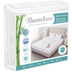 King Size Cooling Waterproof Mattress Protector Pad Cover, Breathable Fitted Sheet Style Deep Pocket-Noiseless,Vinyl,PVC Free,Waterproof Bed Matress Cover Washable for Home, Bedroom, Hotel