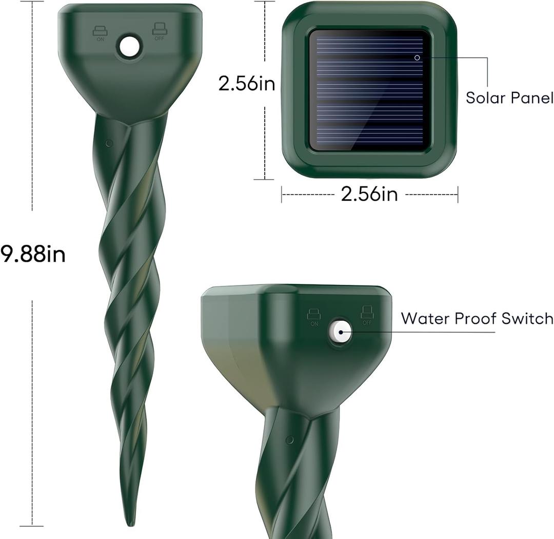 Mole Repellent Solar Powered, 8 Pack Snake Repellent for Yard, IP 65 Waterproof