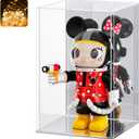 LASOA Acrylic Display Case for Collectibles  Clear Display Box with Mirrored Back and Base, Self-Assembly Showcase for Figurines, Models, and Memorabilia, 10x10x14inch