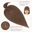 S-noilite Human Hair Toppers for Women with Bangs 100% Real Human Hairpiece 5"x3" Clip in Silk Base Topper Piece Cover Thinning Fine Hair 10 inch Chestnut Brown