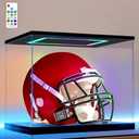 AZEYN Football Helmet Display Case with Light, Multiple Color Lights Dustproof Protection Helmet Showcase for Collectibles Memorabilia Storage（15×11×12inch）