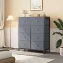 Sweetcrispy 8 Drawer Dresser for Bedroom, Organizer Storage Drawers, Blue, 31.5"D x 11.8"W x 36.4"H