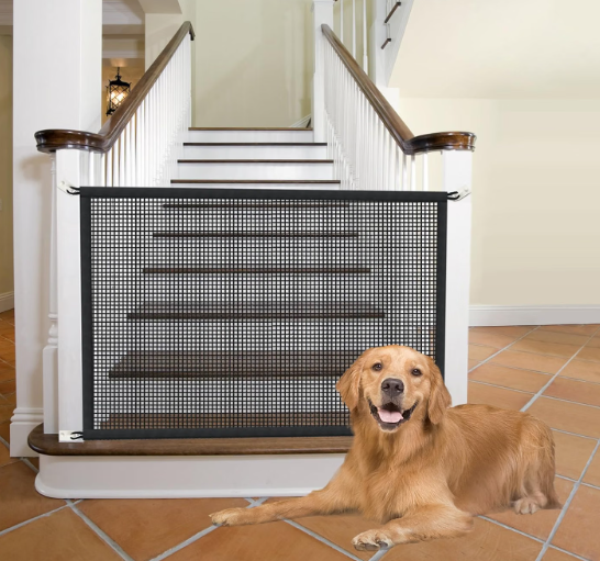 Dog Gate for Stairs Pet Gates for The House: Dogs Screen Mesh Gate for Doorways Stairways Indoor Safety 29 inches Tall, 38 inch Wide