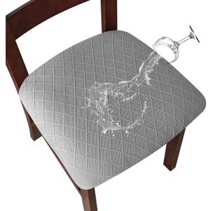 Genina Waterproof Seat Covers for Dining Room Chairs Covers Dining Chair Cover Kitchen Chair Covers (Light Gray, 2 Pcs) (Grey)