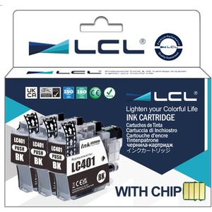 LCL Compatible Ink Cartridge Replacement for Brother LC-401 LC401 LC-401BK LC401BK MFC-J1010DW MFC-J1012DW MFC-J1170DW (3-Pack Black)