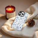 for iPhone 14 Pro Case, Vintage Botanical Pattern with Blue Flowers, Military-Grade Drop Protection, Elegant Soft Slim TPU Protective Cover with Camera Lens Protection for Women & Girls