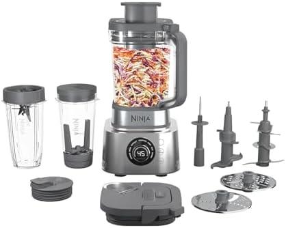 Ninja Blender and Food Processor Combo, Foodi Power Blenders For Kitchen and Personal Size, Smoothie Maker, 6 Functions for Bowls, Spreads, Shakes, 72-oz. Glass Pitcher & To-Go Cups, Silver SS401