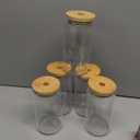 16 Oz Drinking Glasses with Bamboo Lids and Glass Straw - 5 Pcs Glass Cups Beer Ice Coffee Glasses Cute Aesthetic Cup Great for Coffee Bar Accessories 