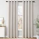 Joywell Natural Cream Beige Linen Full Blackout Curtains 84 Inches Long,Grommet Thermal Insulated Black Out Darkening Window Textured Drapes for Bedroom Living Room Nursery,2 Panels Set,52 x 84 Inch (52"W x 84"L (Pack of 2))