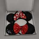 2 Pcs Red Mouse Ears Sequin Headbands,Shiny Bows Headbands, A Perfect Addition to Your Trip Essentials Accessories for Women Grils Princess Decoration Costume Cosplay