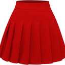Pleated Skirts for Women High Waist Mini Tennis Skater Skirt Casual Basic Skirts Cheerleader (XX-Large, Red)