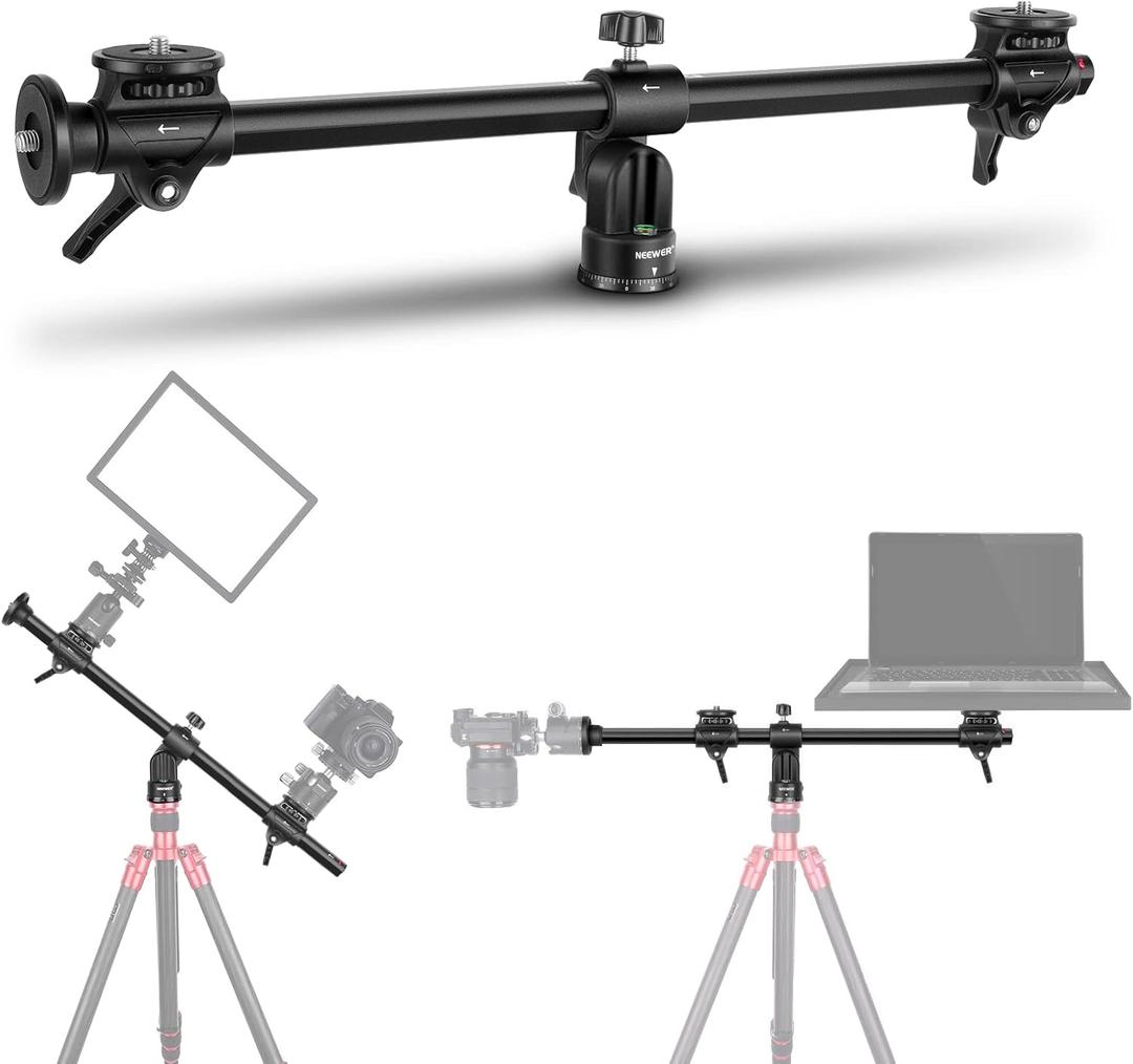 NEEWER 30"/76cm Horizontal Tripod Center Axis with 3/8" Screw, Aluminum Alloy 360 Rotatable 180Vertical Adjustable Tripod Extension Boom Arm for Camera Macro Overhead Photography (Load up to 22lb)