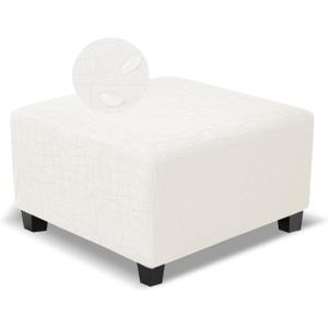 Square Ottoman Cover,Soft Stretch Jacquard Slipcover with Dual Waterproof Layers,Washable Furniture Protector for Pets,Large,Beige (L Length&Width:35-44",Height:14-20")