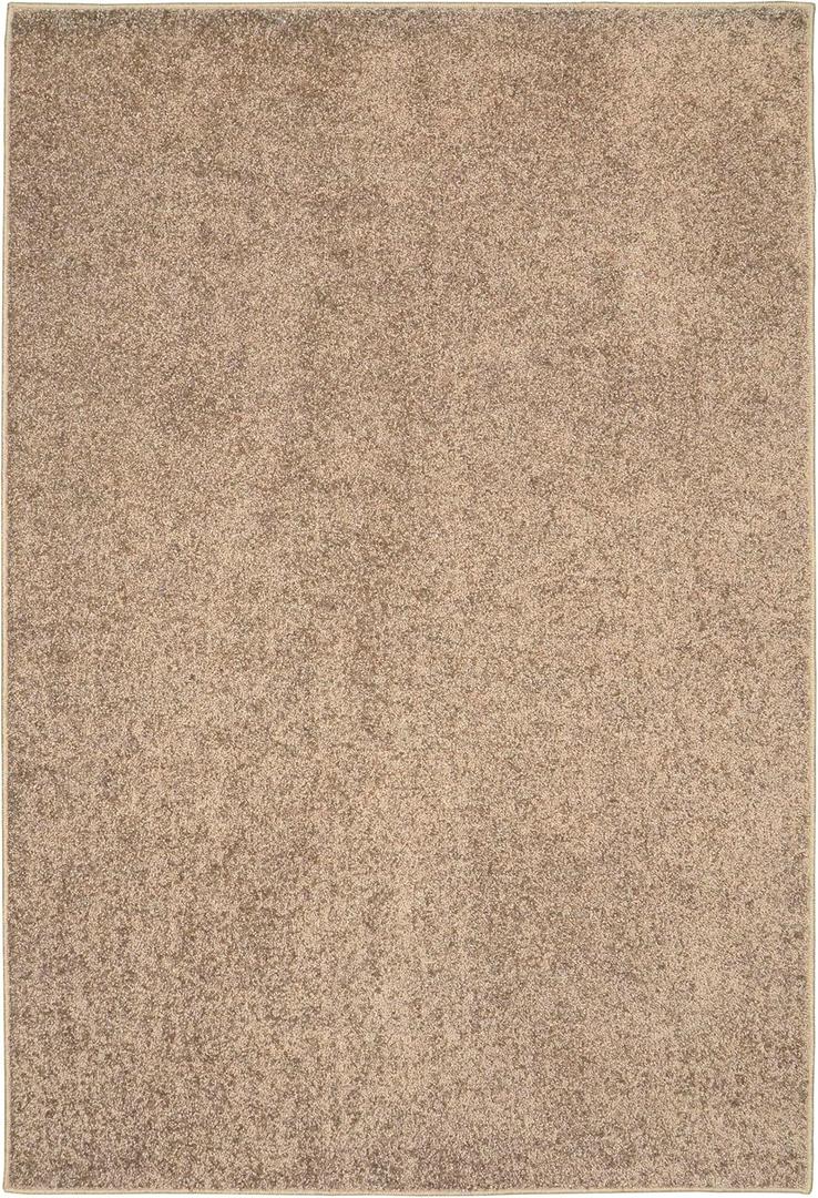 Garland Rug Basic Plush 6' x 8' Beige/Tan Area Rug - Soft & Stylish, Perfect for Living Rooms, Bedrooms & High-Traffic Areas