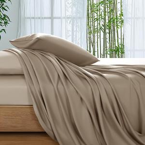 SONORO KATE 100% Viscose Derived from Bamboo_Sheets King Size, Ultra Breathable & Cooling Bed Sheets for Hot Sleepers, Hotel Luxury Silky Bedding Sheets, 16" Deep Pocket - 4PC (Simply Taupe,King)