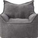 EBENCHICO Giant Bean Bag Chair Sofa for Adults Teens, Comfy Corduroy Large Bean Bag Chairs with Armrests for Bedroom Living Room, Adult Bean Bag Lazy Sofa Couch Chairs with Filler Included (Dark Gray)