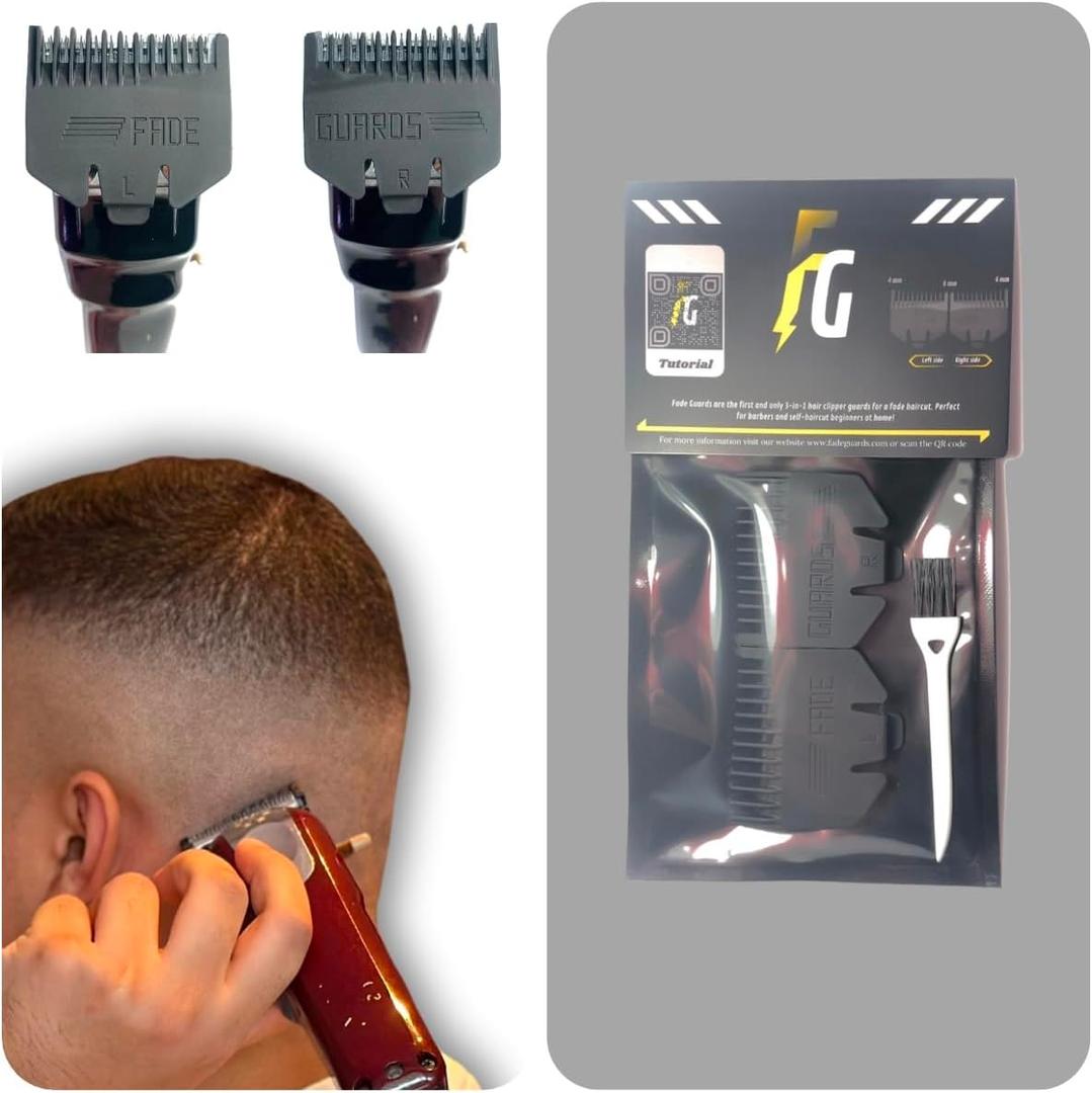 Self Fade & Taper Haircut Guide | 3-in-1 Hair Clipper Guards for Men | DIY Haircut | Fade Tool | Suitable with Wahl, Babyliss, Gamma+, Suprent, Kemei