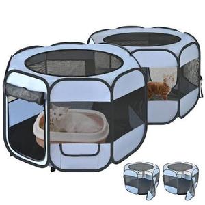2-in-1 Cat Playpens, Detachable into 2 Separate Playpens with Additional 2 Doors, Portable Dog Playpen Cat Tent Enclosure for Kitten and Puppy Indoor Outdoor Use(M)