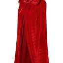 VGLOOK Unisex Adults Hooded Cloak Velvet Cape for Halloween Cosplay Costumes (Large, Red)