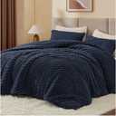 BEDELITE Fluffy King Size Comforter Set - Navy Blue Fleece Soft Comforter for King Size Bed, Luxury Warm Bedding Set for Winter, Fuzzy Bed Set 3 Pieces (1 Comforter, 2 Pillowcases)