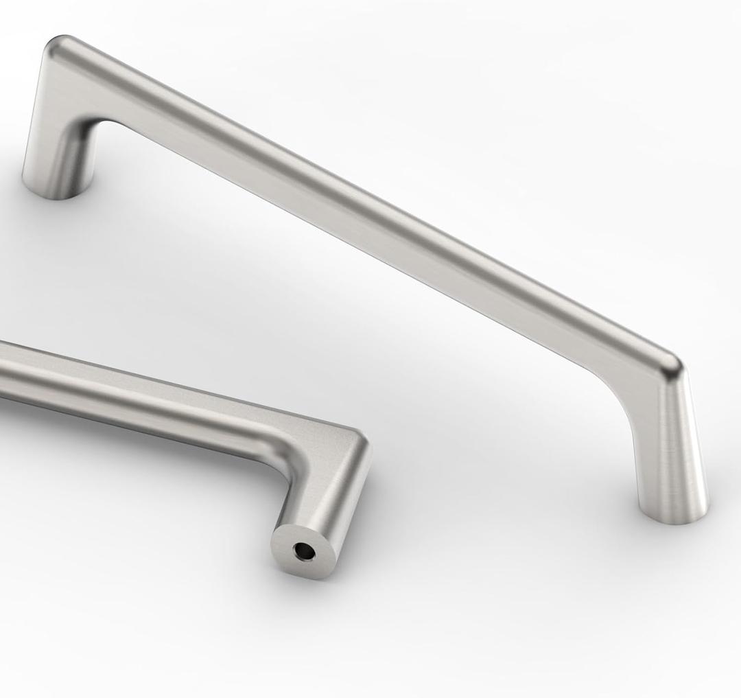 Asidrama 10 Pack 5 Inch(128mm) Brushed Satin Nickel Cabinet Pulls Cabinet Handles Cupboard Handles Kitchen Cabinet Hardware for Cupboard Drawer Pulls (5" Hole Center)