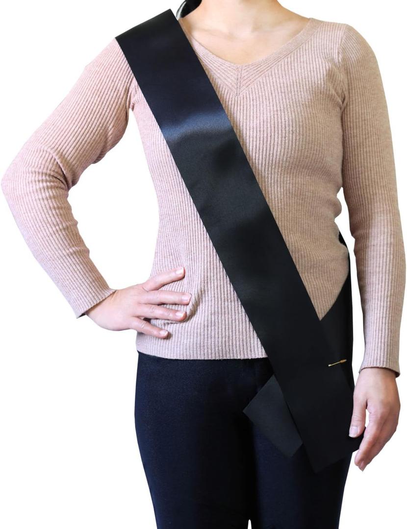 24 Pack Black Blank Sash,Plain Satin Sash,Sashes for Pageants,DIY for Party Decorations,blank sash for pageant