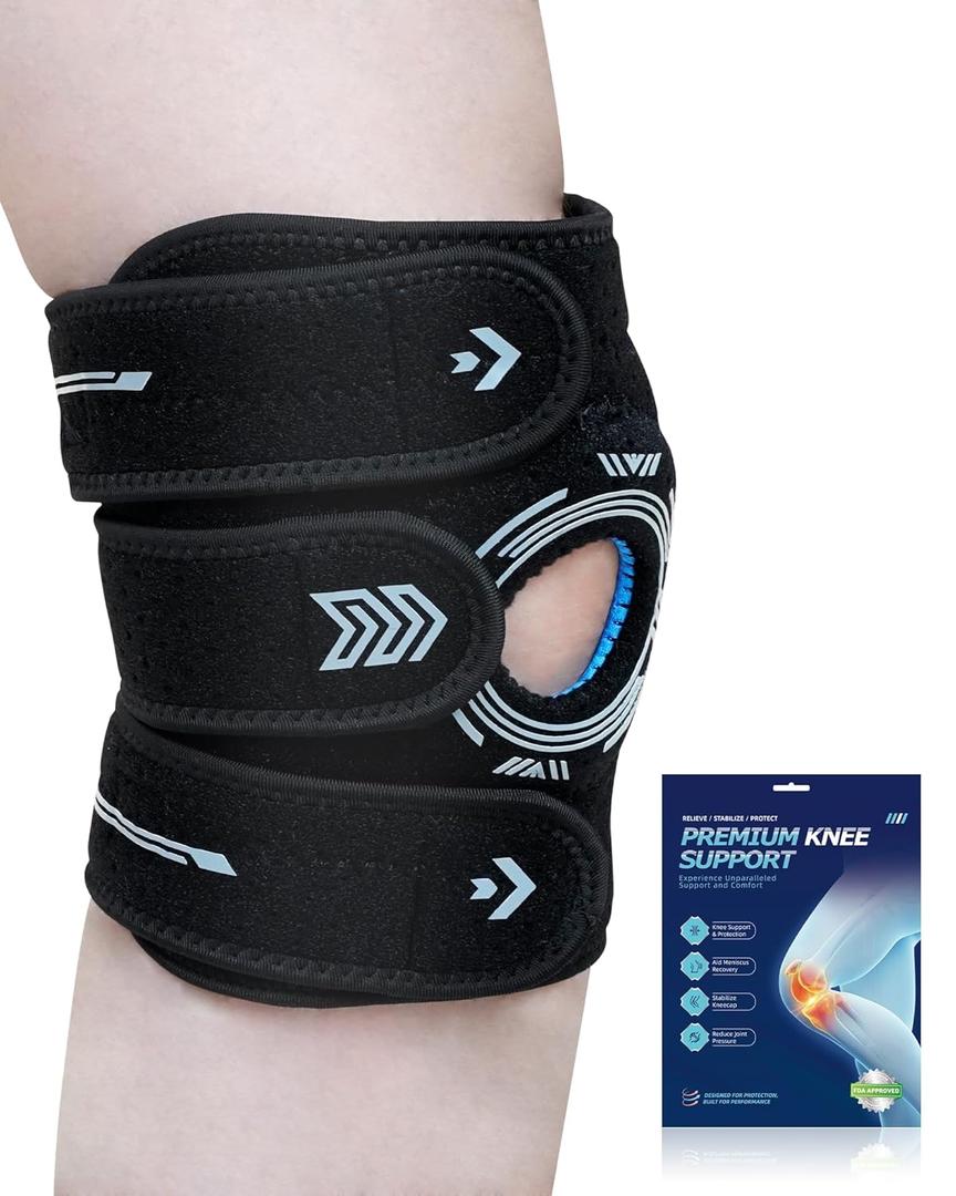 Knee Brace for Women Plus Size: Large Adjustable Knee Sleeves with Side Stabilizers for Men, Pain Relief for Meniscus Tear, MCL & LCL Injuries, Patella Dislocation Support Black
