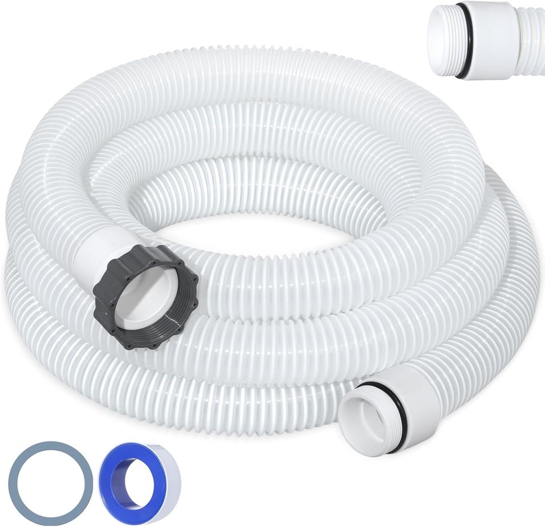 1.5" 15ft EVA Pool Professional Hose with External Male Threads for Above Ground Pools Pump Replacement Hose Pool Supply for Cleaner Kit Heavy Duty Hoses Filter Connection Hoses(White)