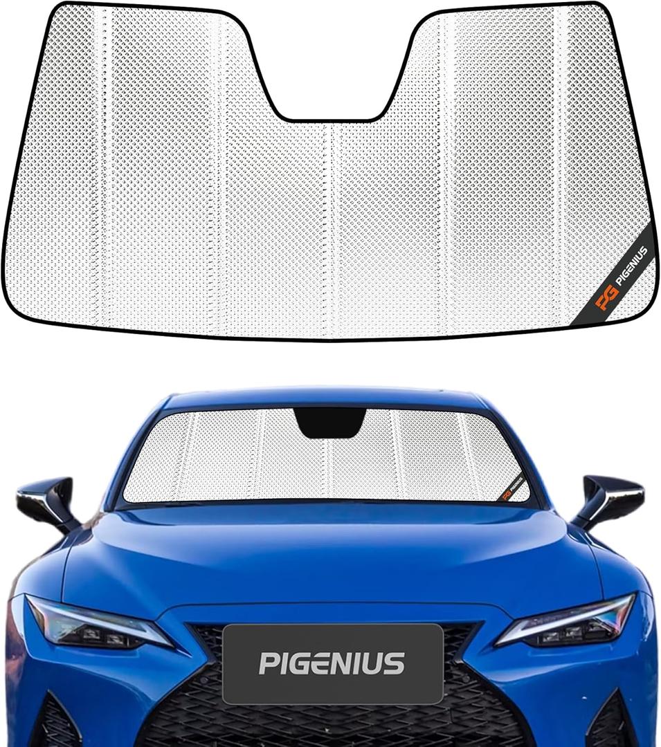 Windshield Sun Shade for Lexus 2021-2025 IS300/IS350/IS500. Reflective Aluminum Film Front Window Sunshade - BLAZBLOCK (Classic Shiny Silver)