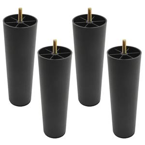MDEOOSKY 3 Pcs 8 inch Round Plastic Furniture Legs, Tapered Couch Legs with M8 Hanger Bolts, Black Couch Legs for Chair Sofa Dresser Cabinet Loveseats Ottoman Bed