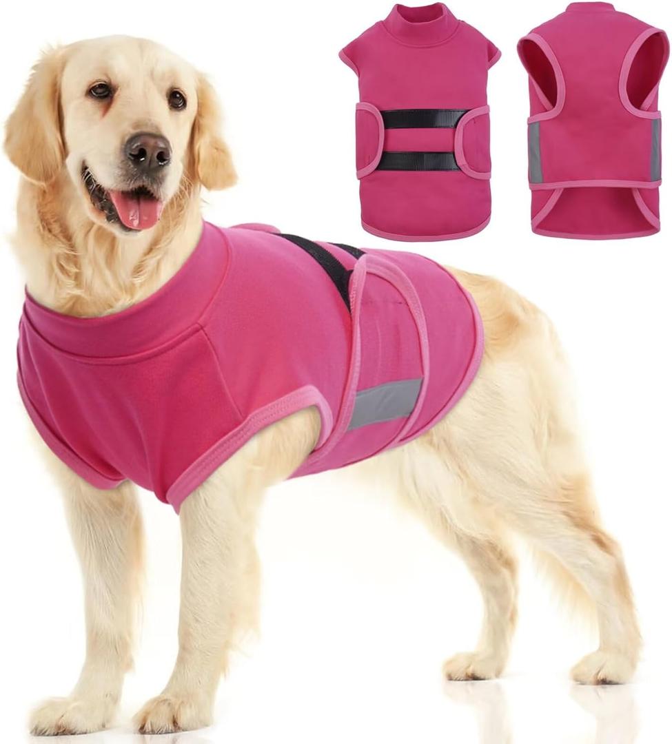 MIGOHI Dog Anxiety Relief Coat,Comfort Anxiety Vest for Dogs, Adjustable Anxiety Calming Wrap for Fireworks, Thunderstorms, Travel, Separation, Dog Anxiety Jacket for Small Dogs, XL, Rosered (X-Large (Chest:29.5"-35"))