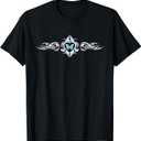 Butterfly Heart Tattoo Blue y2k Grunge Egirl Aesthetic T-Shirt (XL, Black)