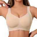 Womens Wireless Jelly Bra Supportive Wireless Push Up Bra Full Coverage T-Shirt Bra (S)
