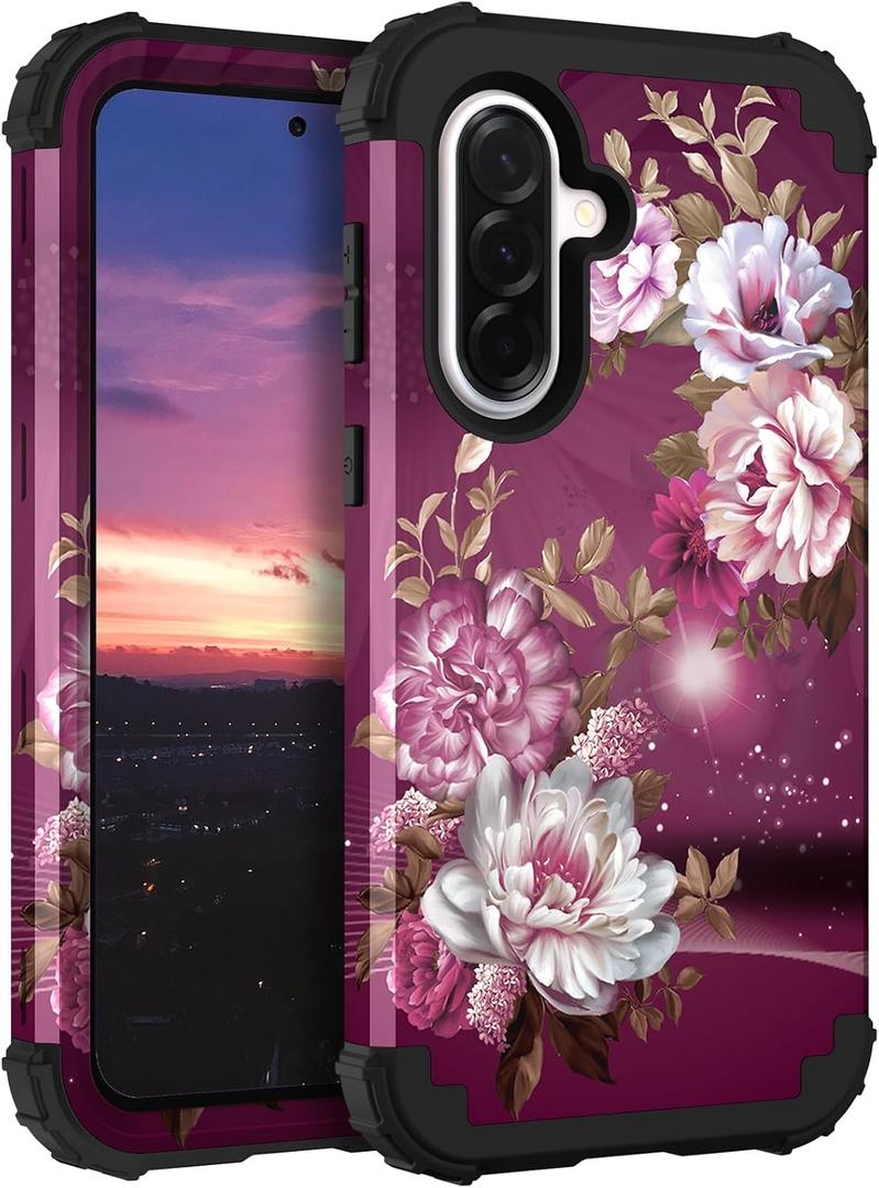 Hocase for Samsung Galaxy A57 5G Case, Burgundy Flowers