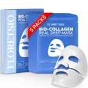 Bio-Collagen Real Deep Mask: Overnight Hydrating, Pore Minimizing, Glowing - Hydrogel With Hyaluronic Acid & Cica - Ultra Low Molecule - Women & Men - 5 Pcs