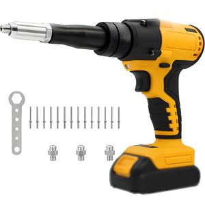 Cordless Rivet Gun Compatible with DeWALT 20V Battery: Electric Pop Rivet Gun with 3 Size(1/8'',5/32'',3/16") Aluminum Rivets,Brushless Riveters Gun Tool Kit for Metal,Plastic,Leather(No Battery)