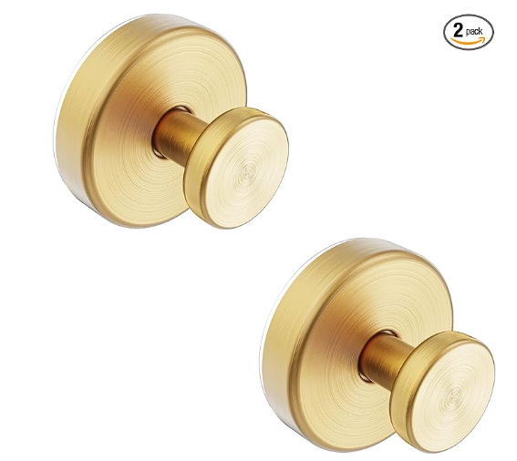 Bntuk Suction Cup Hooks for Shower, Towel Hooks for Bathroom Window Glass, Bath Robe Looafh Hook for Hanging  2 Pack, Gold