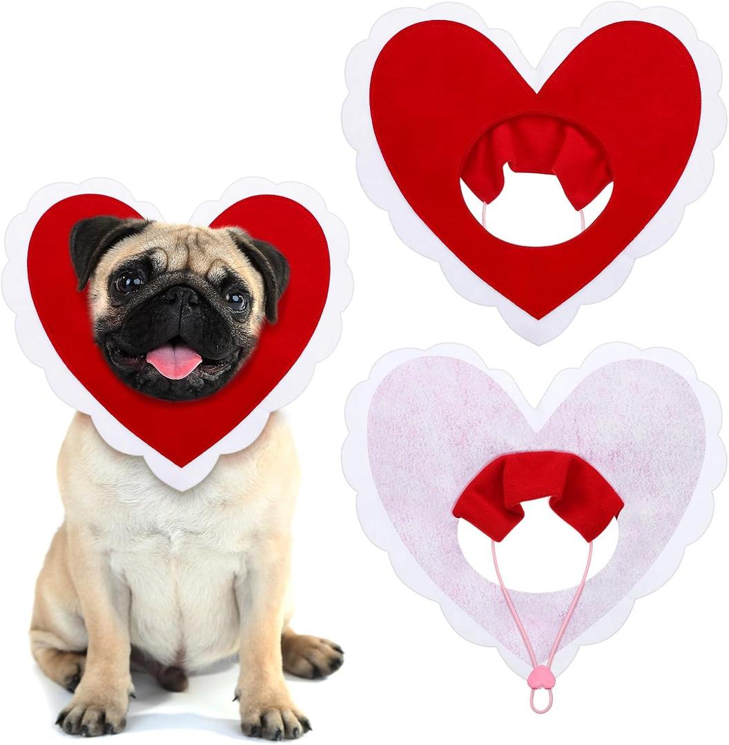 Geyoga Valentine's Day Dog Costume Cute Pet Hat Clothes Red Love Heart Shaped Headwear for Cats Dogs Dress up Adjustable Birthday Holiday Hat(Small)