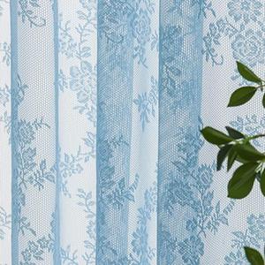 Deeprove Blue Lace Sheer Curtains 72 inches Length 2 Panels Set, Privacy Light Filter Window Treatment Pairs Decoration Florals Drapes for Nursery Boys Bedroom Living Room, Rod Pocket, W57 x L72