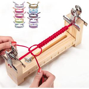 Jig Bracelet Maker, Adjustable Wood Bracelet Jig DIY Hand Knitting Jig with 2 Clamp Bracelet Braiding Tool, U Shape Clear Scale Maker Rack