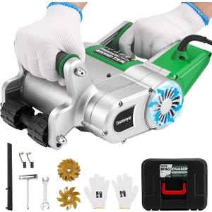 Huanyu Electric Wall Chaser 25mm+35mm Blades Upgraded 1 time Molding Wall Slotting Machine No Dust Operation Wall Groove Cutting Machine Cement Sand Brick Cutter 110V (25mm+35mm)