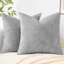 decorUhome Couch Throw Pillow Covers 18x18 Set of 2, Decorative Soft Neutral Chenille Solid Dyed Square Pillow Covers for Sofa Bed Living Room, Ultimate Gray