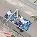 2 x Kitchen Sink Splash Guard Faucet Mat -1 PC Super Absorbent Fast Drying Mat Sink Gadgets-Splash Guard Behind Faucet Drip Catcher for Kitchen, Bathroom,Sink Mat, Dish Drying Mat, Bathroom(15" X 5.5" ) (Petals)