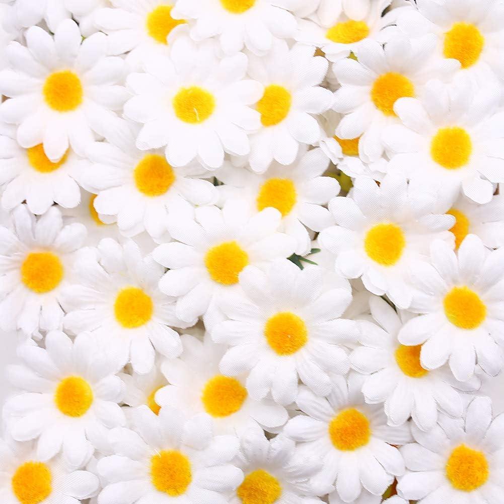 JOHOUSE 200PCS Silk Daisy Flower Heads, Gerbera Chrysanthemum Artificial Daisies Table Confetti for Baby Showers Birthday DIY Crafts