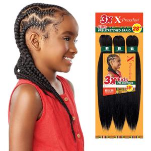 Sensationnel X-Pression Prestretched Braiding Hair - 3X Kids Braid 28 inch All Kanekalon Flame Retardant Synthetic Braid for Box Braids and Twists (1 pack, SM1B/30)