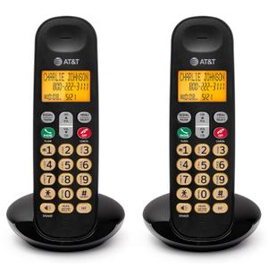 AT&T Cordless Phone 2 Handsets, with LCD Display, Lighted Keypad, Caller ID/Call Waiting, DECT 6.0 Full-Duplex Handset Speakerphone, ECO Mode, Voicemail Indication, Quiet Mode, Intercom: EL1101-2