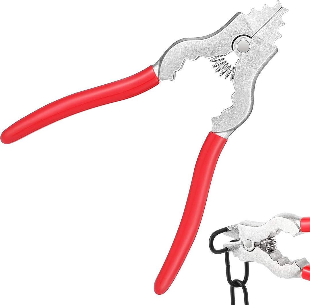Feekoon Chain Pliers, 7 Inch Fixture Link Pliers, Malleable Iron Chain Pincers, Opener Closer Remover Pincers, Light Link Tool with Rubber Grip for Chandelier Shackle Light Fixture Accessories, Red