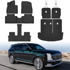 Floor Mats & Trunk Mat & Backrest mat Fit for Hyundai Palisade 2026 7/8 Seats Gas Only All Weather Protection TPE, Anti-Slip Floor Mats & Cargo Liner for Palisade 2026 Accessories