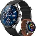 Smart Watch for Men Android iPhone [2 Bands], 1.27'' HD Fitness Watch with Bluetooth Call & Answer, IP68 Waterproof, Heart Rate/SpO2/Sleep Monitor, Built-in AI Voice, 105+ Sports Modes (Jet Black)